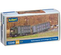 H0 Cattle lorry with trailer and 12 cows
