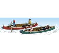 H0 Track Woodland 4 Figures + 2 Canoes - 1918 Neu