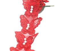H032 Butterfly Flower Soluble Organza Lace Trim Knitting Wedding Embroidered DIY Handmade Patchwork Ribbon Sewing Supplies Craft-Dark red-1Yard
