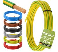 H07V-K 25m 6mm ² Green-Yellow Single Core Cable Flexible Wiring Line PVC Metre, Made IN Germany