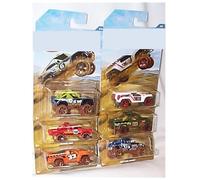 H0T WHEELS Off Road Trucks Series SET all 6 vehicles including Dune Crusher, Custom F0RD Bronco, Jeep Scrambler, Baja Truck, Subaru BRAT, Baja Bone Shaker 1:64 scale diecast model