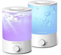 H1-XIT 2 Pack of MGEAWISE 3.5L Top Refill Large Openning Cool Mist Humidifiers for Babies, Bedroom, Nursery, Home and Office | Super Quiet Ultrasonic Vaporizer