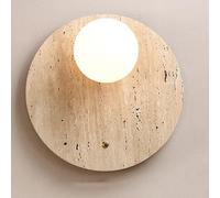 H11.8In/H15In Retro Natural Yellow Travertine Wall Lamp Japanese Style Wabi-Sabi Wind Wall Lights Entrance Hallway Back Wall Bedroom Living Room Wall Lighting Round/Long Shaper :