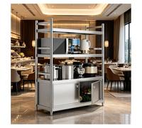 H133 Cm. This Stainless Steel Workstation Features Three-sided Edging, Open Shelving With Storage Cabinets, A Sturdy Triangular Structure, And Easy Installation. It Comes With Adjustable Feet