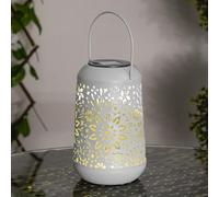 H17cm Hanging Metal Lantern Solar Light Garden Decoration (Grey)