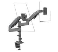 H180 17-inch-27-inch dual monitor table stand gas spring full motion LCD TV 2-9 kg double arm clamp(2-9kg matte charcoal)