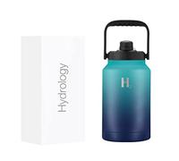H2 Hydrology 128 Oz Canteen Water Bottle - Stainless Steel Insulated One Gallon Water Bottle, Hot & Cold Wide Mouth Bottle, Double Wall Vacuum Water Jug, Metal Jug Growler with Handle (Deep Sea)