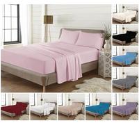 H2 Linen Luxury 4 Piece Flannelette Sheets Set - Flat Sheet + Fitted Sheet + 2 Pillow Cases - Double Sheet Set - Soft 100% Brushed Cotton Bedding Flannel Bedsheet Sets (White)