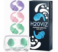 H20VIZ Pro Swim Ear Plugs | 3 Pairs | Waterproof, Reusable Silicone Earplugs for Swimming, Surfing, Snorkeling & All Water Sports (Pastel, 3 Pairs)