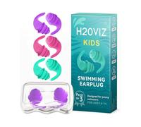 H20VIZ Pro Swim Ear Plugs | Waterproof, Reusable Silicone Earplugs for Swimming, Surfing, Snorkeling & All Water Sports (Kids 3 Pairs, Purple, Pink, Green, 3 Pairs)
