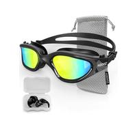 H20VIZ Swimming Goggles | Polarised, Anti-Fog, UV400 Protection, Anti-Leak, Includes Pro Swim Ear Plugs | Men Women Teens (Black - Gold)