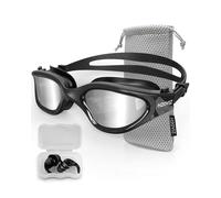 H20VIZ Swimming Goggles | Polarised, Anti-Fog, UV400 Protection, Anti-Leak, Includes Pro Swim Ear Plugs | Men Women Teens (Black - Silver)