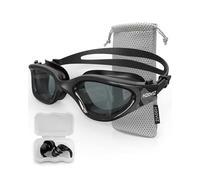 H20VIZ Swimming Goggles | Polarised, Anti-Fog, UV400 Protection, Anti-Leak, Includes Pro Swim Ear Plugs | Men Women Teens (Black - Smoke Grey)