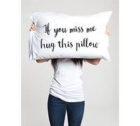H23ilaryVogt Long Distance Relationship Gift Pillow Case Boyfriend Love Friendship Friend I Miss You Gift If You Miss Me Hug This Pillow Ldr Missing Gift