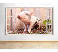 H266 Piglet Cute Baby Animals Window Wall Decal 3D Art Stickers Vinyl RoomKids Bedroom Baby Nursery Cool Livingroom Hall Boys Girls (HUGE (100x175cm))