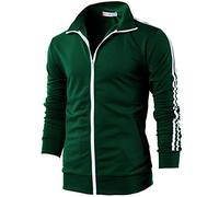 H2H Mens Active Slim Fit Track Lightweight Jacket Zip-up Long Sleeve, Cmoja0103-darkgreen, XXL
