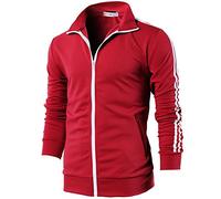 H2H Mens Slim Fit Zip-up Long Sleeves Training Jacket RED EU M/Asia L (CMOJA0103)