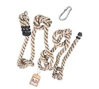 h2i Children's Climbing Rope, 1 piece, 200 cm, Pink, Polyhemp, with 4 Knots, Carabiner & Metal Ring for Hanging