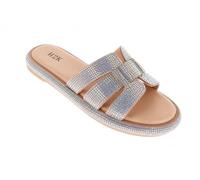 H2K Women's Glitter Flex Slide Sandals, Nude, 7 UK