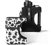 H2O Capsule Half Gallon Cube Square Water Bottle - 2.2L / 74 oz, Rectangular, BPA / BPS Free, Storage Sleeve, Straw, Chug Lid, Black, Sports, Travel, Plastic, Reusable