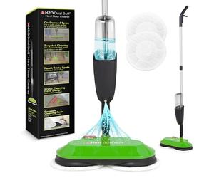 H2O Dual Buff Hard Floor Cleaner, Cordless Electric Mop - Rechargeable Hard Floor Cleaner Head - Scrub, Buff, and Polish with Washable Microfiber Cloths - Spray Mop for Hardwood Floors, Laminate, Tile