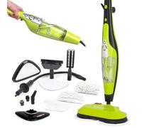 H2O HD 8-in-1 Dual Buff Steam Mop and Handheld Steam Cleaner - Floor Cleaning Sealed Hardwood, Tile Floors, Grout, Upholstery and Carpet Cleaner - 2 Soft Washable Pads with 12 Cleaning Accessories