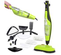H2O HD 8-in-1 Dual Buff Steam Mop and Handheld Steam Cleaner - Floor Cleaning Sealed Hardwood, Tile Floors, Grout, Upholstery and Carpet Cleaner - 2 Soft Washable Pads with 12 Cleaning Accessories
