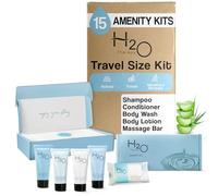 H2O Therapy Amenity Set | Hotel Toiletries in Box | Bulk Pack of Shampoo, Conditioner, Lotion and Bath Lotion in Travel Size (22g)