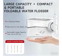 H2ofloss Portable Water Flosser, 6 Modes, 5 Spray Heads, 2500mAH Battery, 570ml Water Tank, IPX7 Waterproof, White