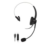 H360 USB 3 Telephone Headset, Single Sided Monaural Headset with HD Microphone, Volume and Mute Control, Lightweight Comfort Design for Call Center Customer Service