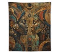 H3B8U2Y5 Abstract African Faces Wall Tapestry, Cultural Portrait