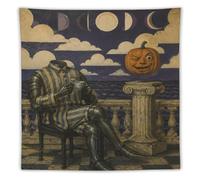 H3B8U2Y5 Armored Cat Pumpkin Moon Wall Tapestry, Celestial Sky Room Divider
