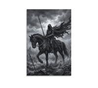 H3B8U2Y5 Battlefield Horseman Canvas Wall Art, Historical Warrior Print