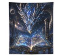 H3B8U2Y5 Blue Dragon Magic Book Wall Tapestry, Ceiling Hanging