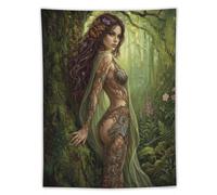 H3B8U2Y5 Botanical Forest Goddess Wall Tapestry, Enchanted Woodland