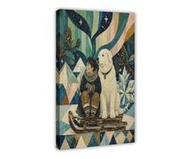 H3B8U2Y5 Boy Great Pyrenees Sled Canvas Wall Art, Apartment Reading Corner