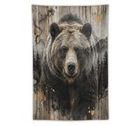 H3B8U2Y5 Brown Bear Mountain Forest Wall Tapestry, Quiet Nature