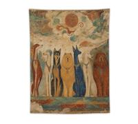 H3B8U2Y5 Cat Council under Red Sun Wall Tapestry, Ukiyo-e, Room Divider