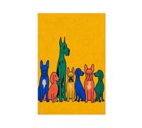 H3B8U2Y5 Colorful Dog Group Canvas Wall Art, Pop Art Color Block Line Art