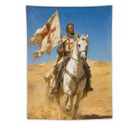 H3B8U2Y5 Crusader Knight Wall Tapestry, Renaissance Art, Sunlit Banner