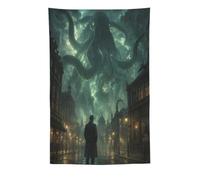 H3B8U2Y5 Cthulhu Wall Tapestry, Cosmic Horror Hallway, Ancient Sea Monster