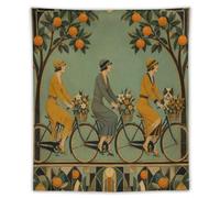 H3B8U2Y5 Cyclists under Orange Trees Wall Tapestry, Art Nouveau, Dorm Room