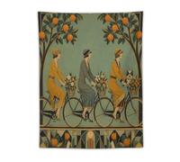 H3B8U2Y5 Cyclists under Orange Trees Wall Tapestry, Art Nouveau Style, Bed