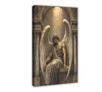 H3B8U2Y5 Dark Angel Lucifer Canvas Wall Art, Fallen Figure Apartment