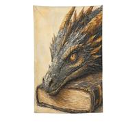 H3B8U2Y5 Dragon Resting on Book Wall Tapestry, Surrealist, Sofa Area