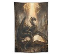 H3B8U2Y5 Dragon Rising from Open Book Wall Tapestry, College Dorm