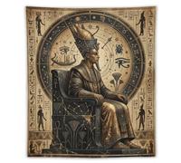 H3B8U2Y5 Egyptian Pharaoh Celestial Wall Tapestry, Symbolist Art Style