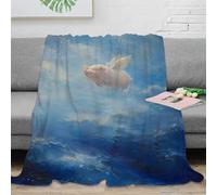 H3B8U2Y5 Flying Pig Ocean Sky Blanket, Flannel, TV, Playful Wildlife Design