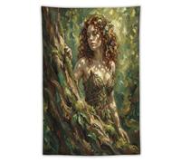 H3B8U2Y5 Forest Goddess Tree Nymph Wall Tapestry, Botanical Fantasy