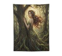 H3B8U2Y5 Forest Goddess Tree Spirit Wall Tapestry, Enchanted Woodland